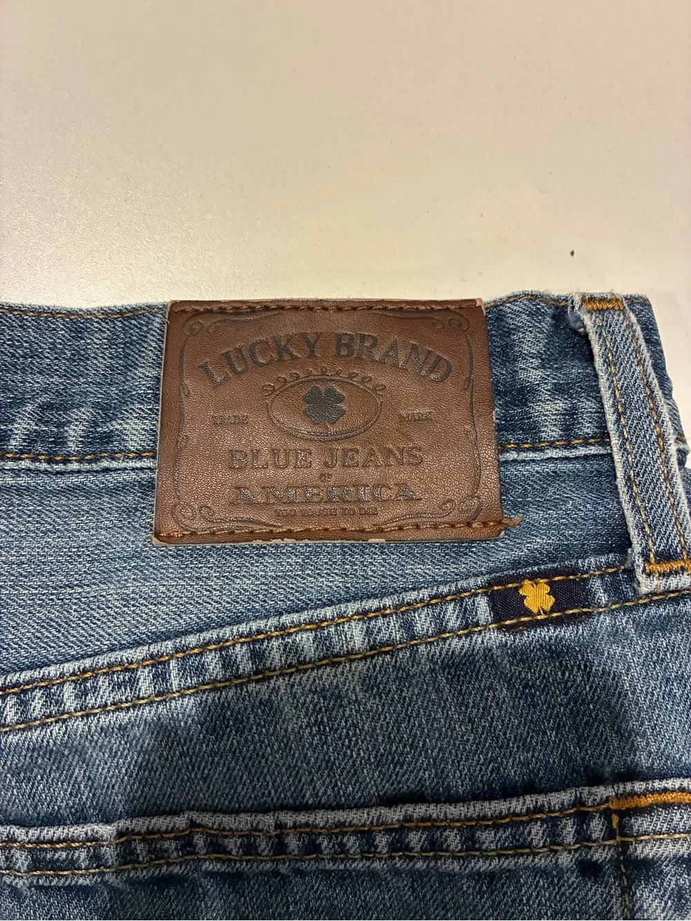 Lucky Brand Blue Denim Jeans with Leather Patch